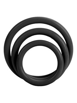 CalExotics Tri-Rings - Set di 3 Anelli Fallici in Silicone - Nero