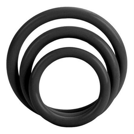 CalExotics Tri-Rings - Set di 3 Anelli Fallici in Silicone - Nero