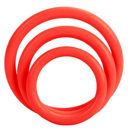 CalExotics Tri-Rings - Set di 3 Anelli Fallici in Silicone - Rosso