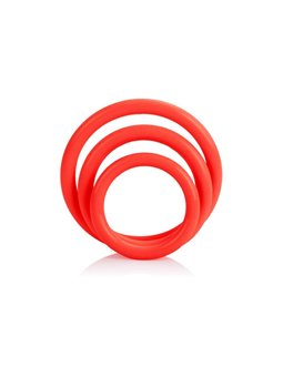 CalExotics Tri-Rings - Set di 3 Anelli Fallici in Silicone - Rosso