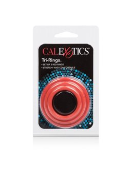 CalExotics Tri-Rings - Set di 3 Anelli Fallici in Silicone - Rosso