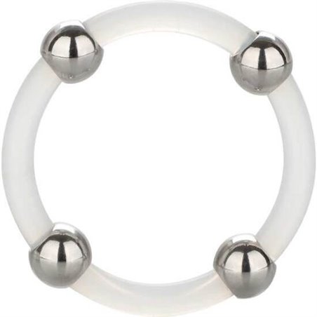 CalExotics Steel Beaded Silicone Ring - Anello Fallico con Perline in Acciaio - L