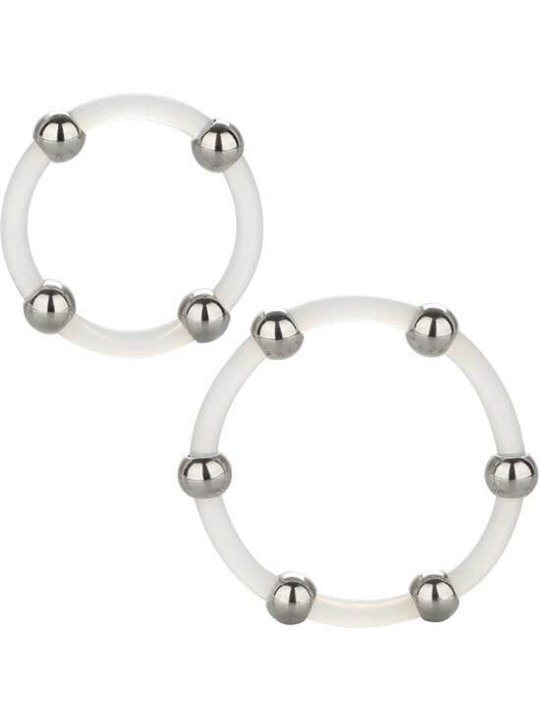 CalExotics Steel Beaded - Anelli Fallici in Silicone con Perline in Acciaio