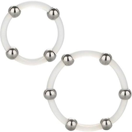 CalExotics Steel Beaded - Anelli Fallici in Silicone con Perline in Acciaio