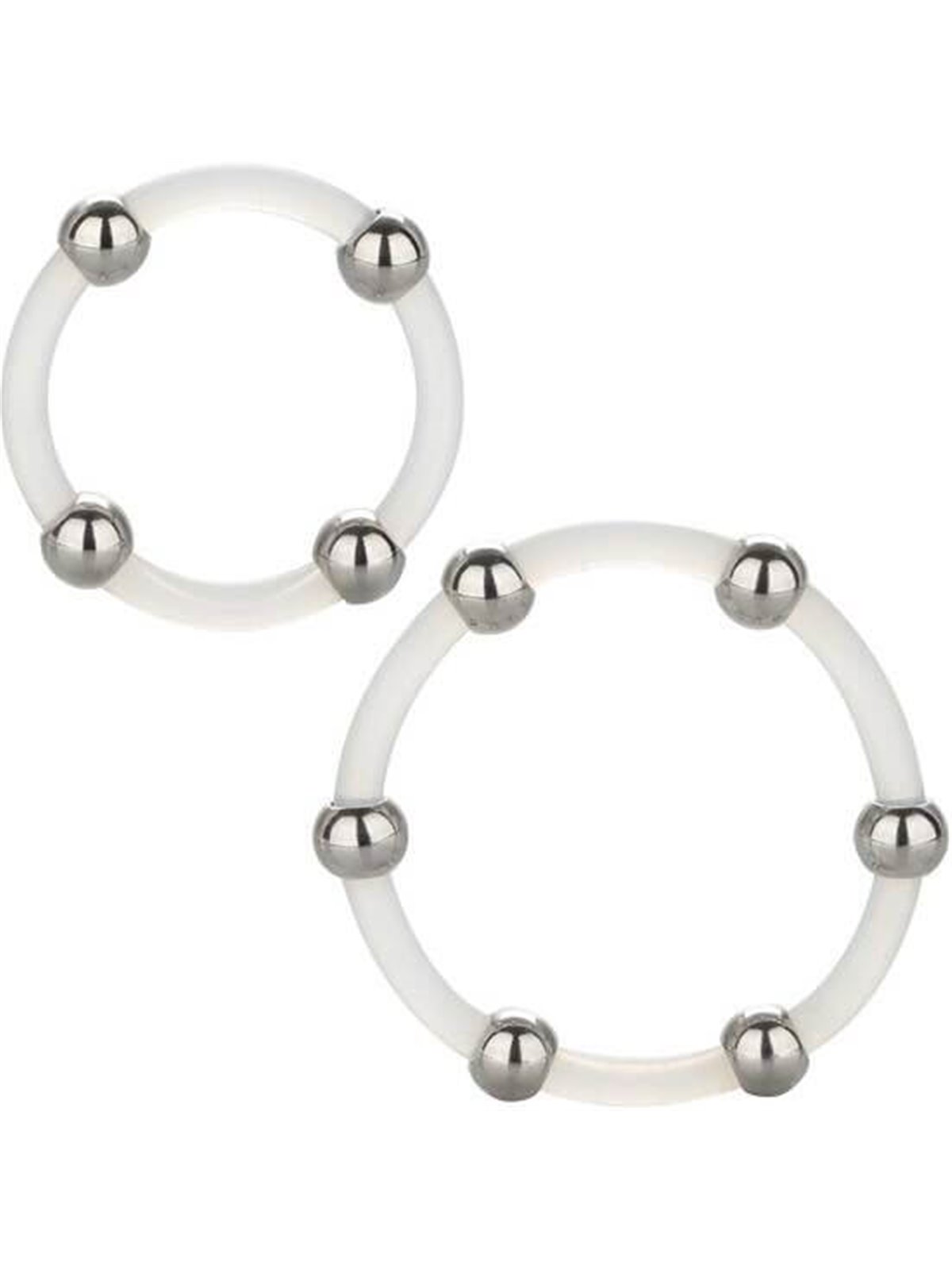 CalExotics Steel Beaded - Anelli Fallici in Silicone con Perline in Acciaio