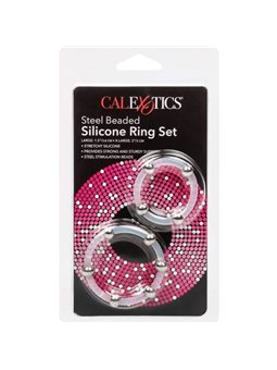 CalExotics Steel Beaded - Anelli Fallici in Silicone con Perline in Acciaio