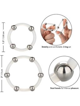 CalExotics Steel Beaded - Anelli Fallici in Silicone con Perline in Acciaio