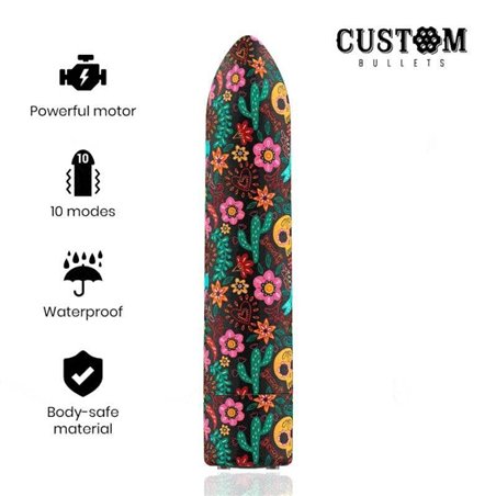 Custom Bullets - Vibratore Bullet in Silicone con Design Floreale