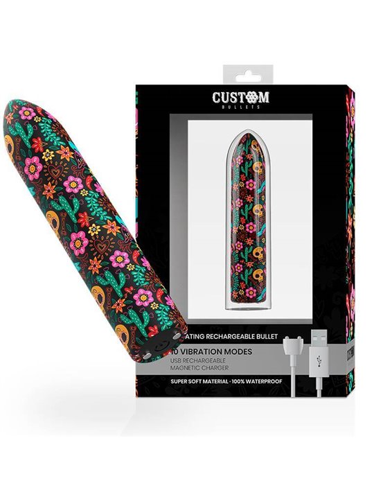 Custom Bullets - Vibratore Bullet in Silicone con Design Floreale