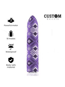Custom Bullets - Vibratore Bullet in Silicone con Design Serpente Viola