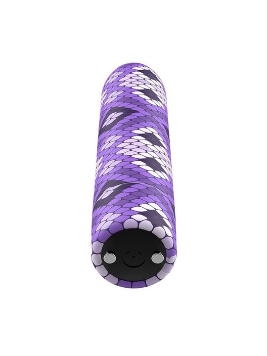 Custom Bullets - Vibratore Bullet in Silicone con Design Serpente Viola