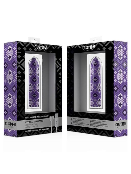 Custom Bullets - Vibratore Bullet in Silicone con Design Serpente Viola