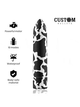 Custom Bullets - Vibratore Bullet in Silicone con Design Mucca Pezzata
