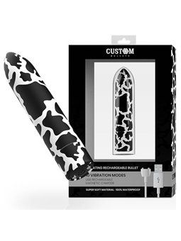 Custom Bullets - Vibratore Bullet in Silicone con Design Mucca Pezzata