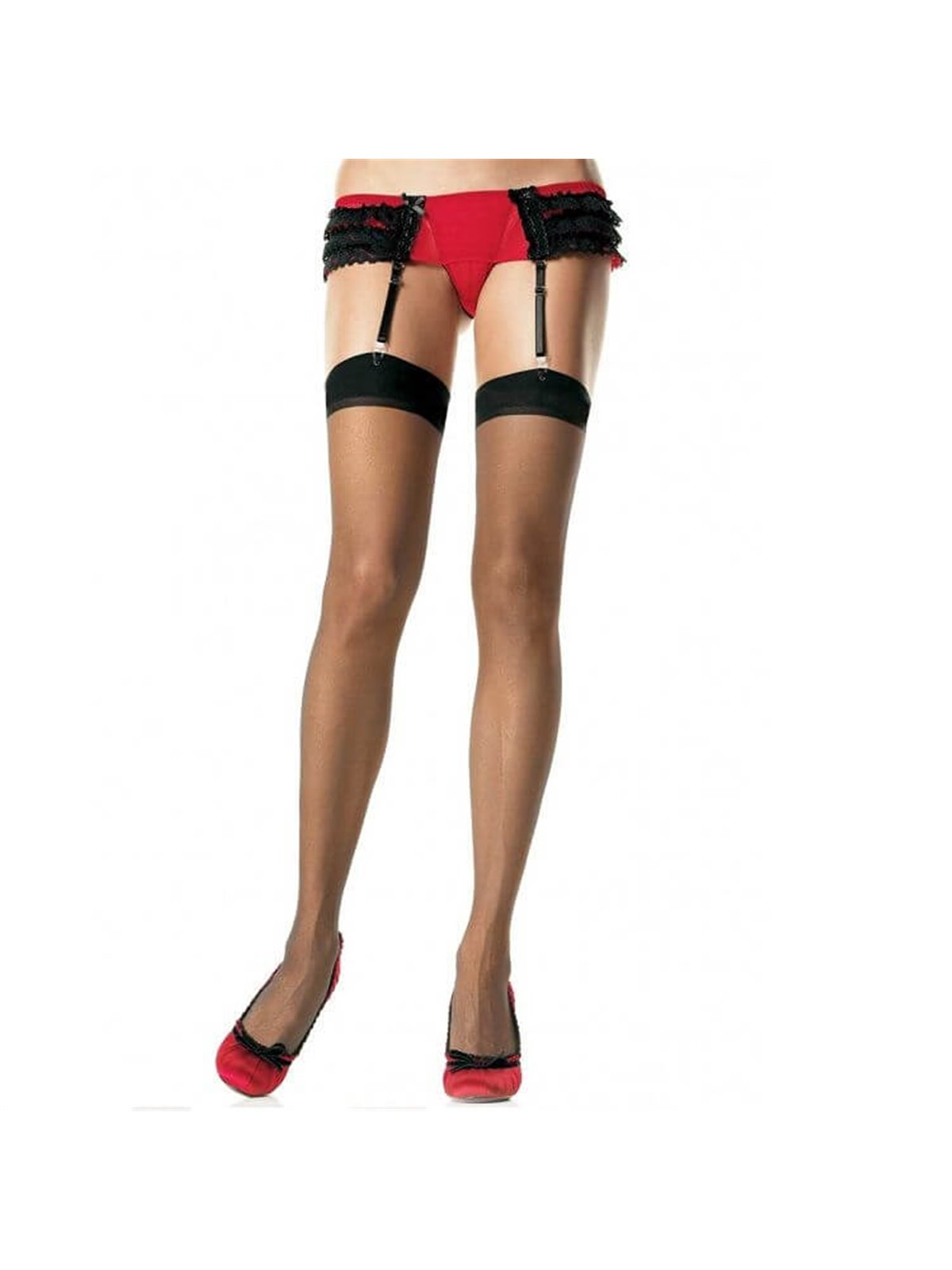 Leg Avenue - Collant Neri con Cucitura Posteriore Taglia Unica