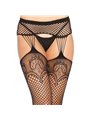 Leg Avenue - Collant Reggicalze con Motivo Astratto Taglia Unica Nero
