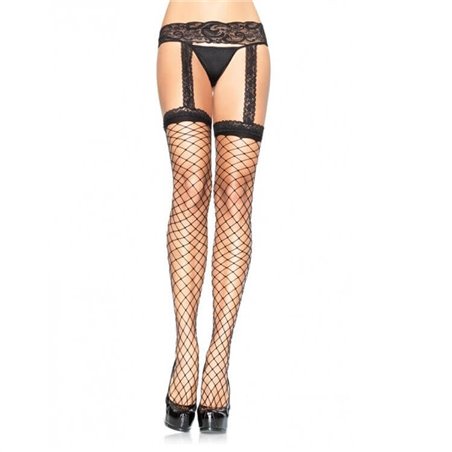 Leg Avenue - Calze a Rete con Giarrettiera in Pizzo Nero