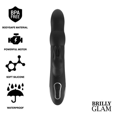 Brilly Glam Moebius - Vibratore Rabbit in Silicone con Testa Rotante - Nero