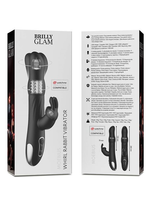 Brilly Glam Moebius - Vibratore Rabbit in Silicone con Testa Rotante - Nero