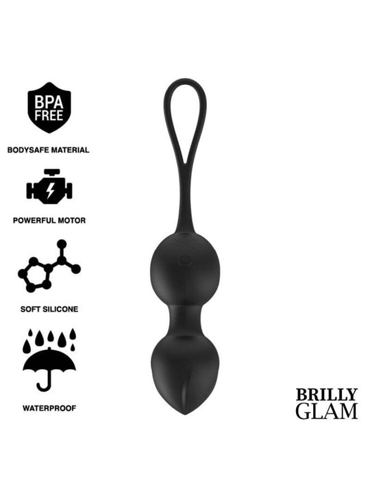 Brilly Glam Vibrating Kegel Training - Palline Vaginali Vibranti con Telecomando - Nero