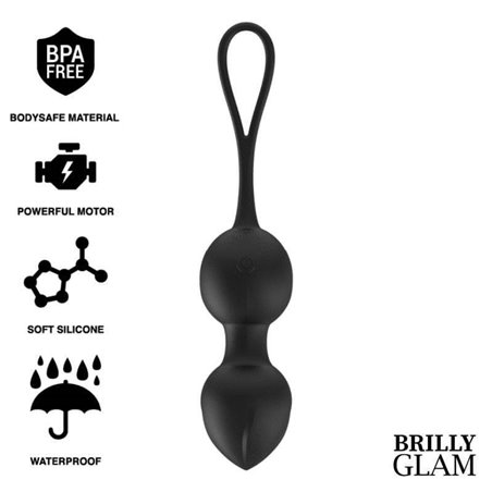 Brilly Glam Vibrating Kegel Training - Palline Vaginali Vibranti con Telecomando - Nero