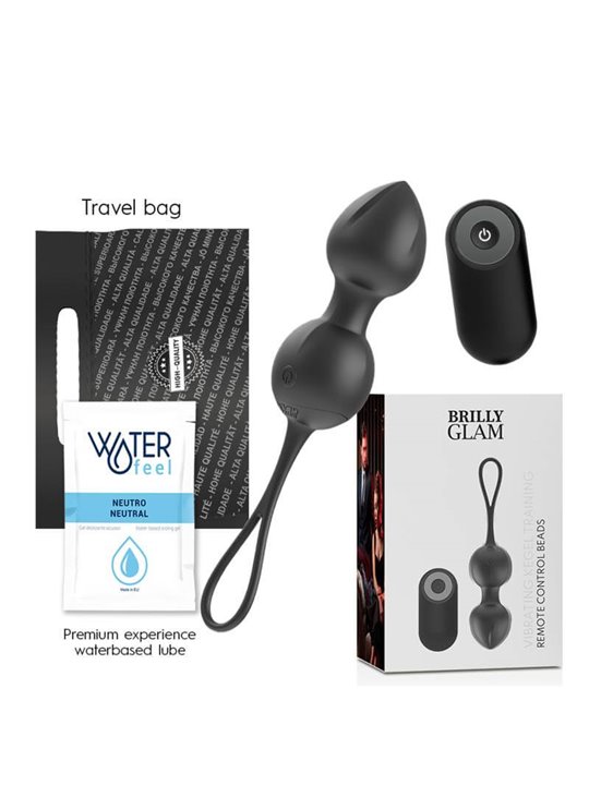 Brilly Glam Vibrating Kegel Training - Palline Vaginali Vibranti con Telecomando - Nero