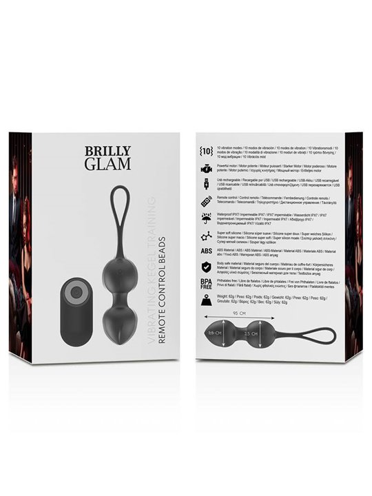 Brilly Glam Vibrating Kegel Training - Palline Vaginali Vibranti con Telecomando - Nero