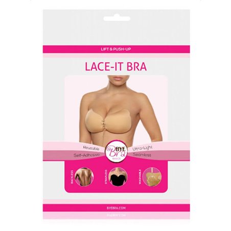 Bye-Bra Lace-It - Reggiseno Adesivo con Scollatura Regolabile - Coppa a Beige
