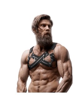 Fetish Submissive Attitude - Adjustable Neoprene Cross-Over Chest Bulldog Harness With Zippers For Men