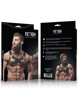 Fetish Submissive Attitude - Adjustable Neoprene Cross-Over Chest Bulldog Harness With Zippers For Men