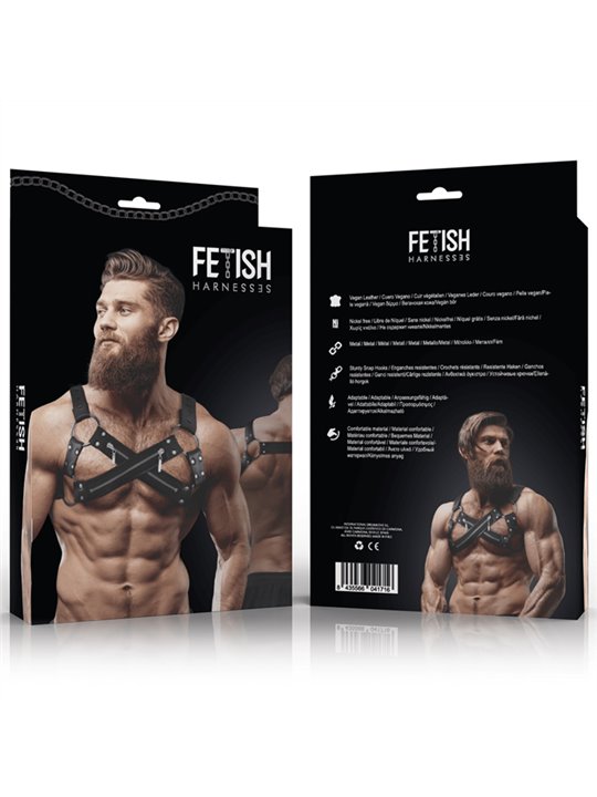 Fetish Submissive Attitude - Adjustable Neoprene Cross-Over Chest Bulldog Harness With Zippers For Men
