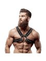 Fetish Submissive Attitude - Men'S Cross-Over Eco-Leather Chest Harness With Studs