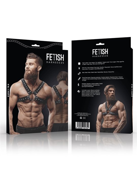 Fetish Submissive Attitude - Men'S Cross-Over Eco-Leather Chest Harness With Studs