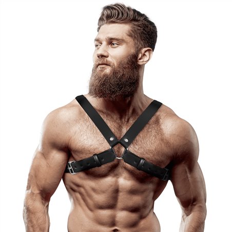 Fetish Submissive Attitude - Men'S Adjustable Eco-Leather Cross Chest Bulldog Harness