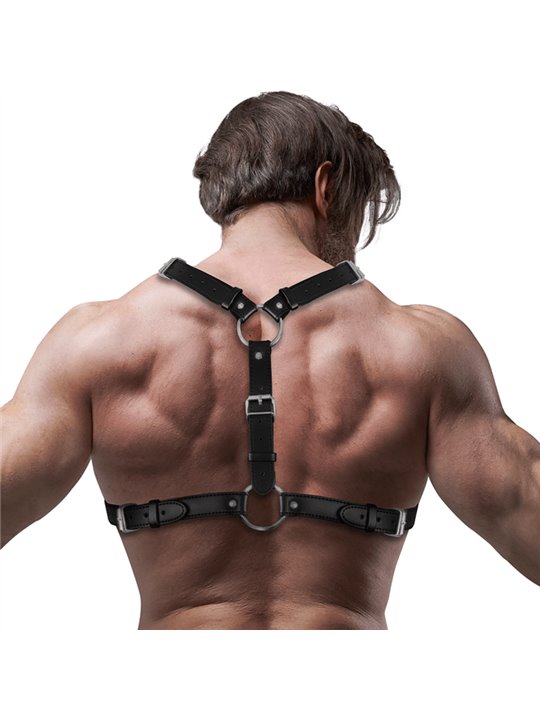 Fetish Submissive Attitude - Eco-Leather Chest Harness with Double Support and Studs for Men