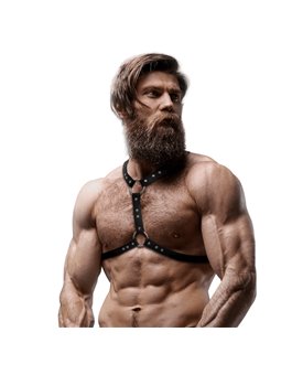 Fetish Submissive Attitude - Eco-Leather Chest Harness with Double Support and Studs for Men