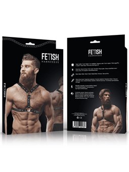 Fetish Submissive Attitude - Eco-Leather Chest Harness with Double Support and Studs for Men