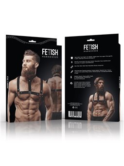 Fetish Submissive Attitude - Adjustable Eco-Leather Chest Harness with Necklace for Men