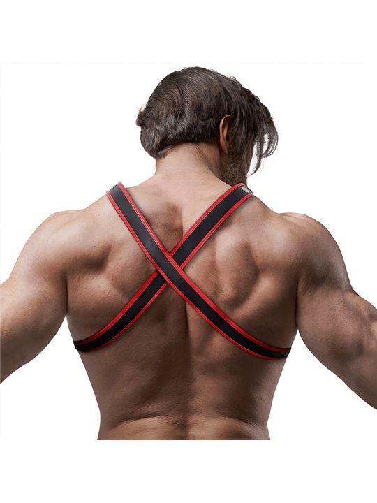 Fetish Submissive Attitude - Men'S Eco-Leather Chest Bulldog Harness Black/Red