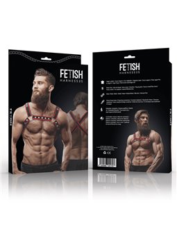 Fetish Submissive Attitude - Men'S Eco-Leather Chest Bulldog Harness Black/Red