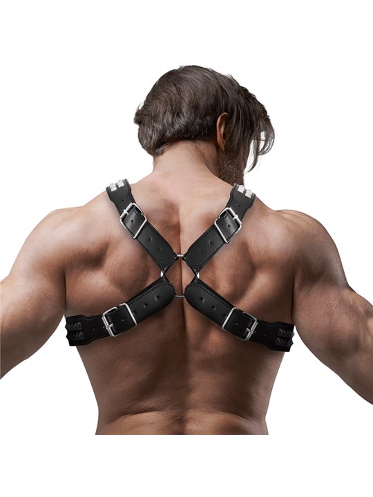 Fetish Submissive Attitude - Men'S Crossed Chest Eco-Leather Harness with Rivets