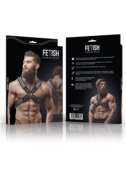 Fetish Submissive Attitude - Men'S Crossed Chest Eco-Leather Harness with Rivets