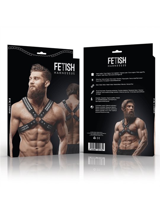 Fetish Submissive Attitude - Men'S Crossed Chest Eco-Leather Harness with Rivets