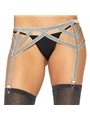 Leg Avenue - Reggicalze Elastico in Lurex Brillante Taglia Unica Argento