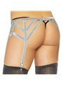 Leg Avenue - Reggicalze Elastico in Lurex Brillante Taglia Unica Argento