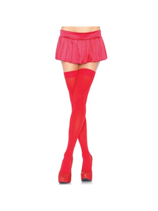 Leg Avenue - Calze Autoreggenti Sopra il Ginocchio Taglia Unica Rosso