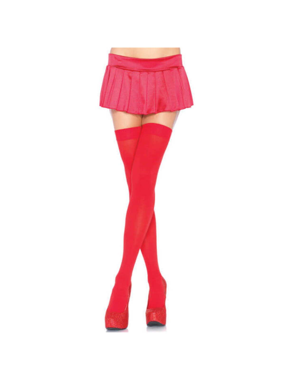 Leg Avenue - Calze Autoreggenti Sopra il Ginocchio Taglia Unica Rosso