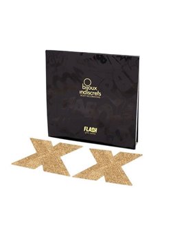 Bijoux Indiscrets Flash - Copricapezzoli a X Glitterati - Oro