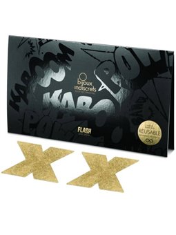 Bijoux Indiscrets Flash - Copricapezzoli a X Glitterati - Oro