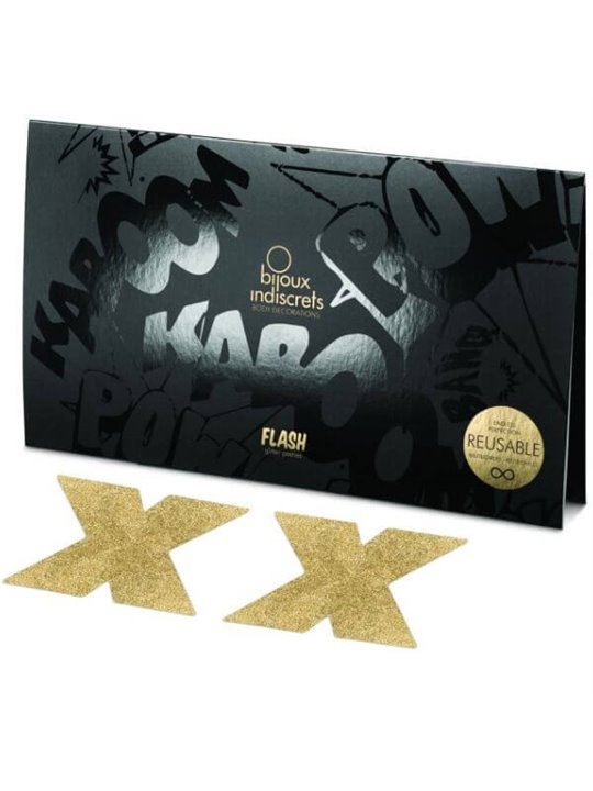 Bijoux - Indiscrets Flash Cross Gold Nipple Covers